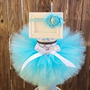 BLUE WHITE TUTU HEADBAND SIZE 0-3T